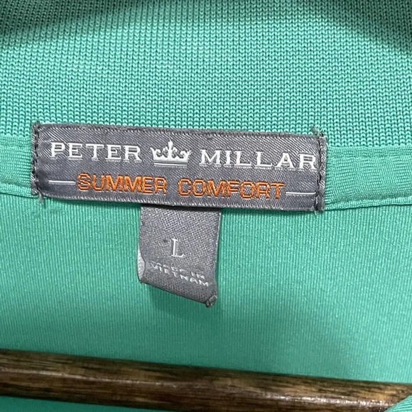 Peter Millar Summer Comfort Polo Shirt Size Large Green Golf Outdoor - Picture 3 of 7